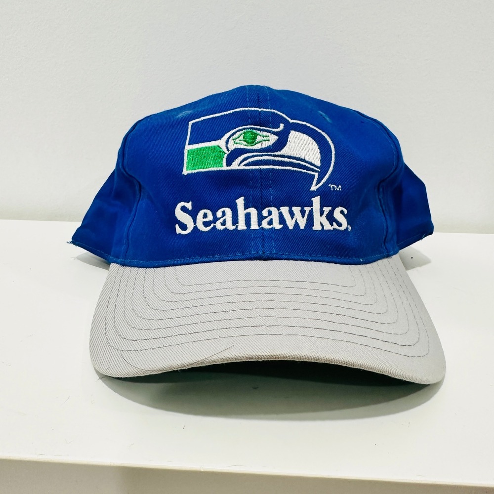 Vintage Seattle Seahawks Snapback Hat Eastport Team NFL Blue Grey Cap Mens OSFM